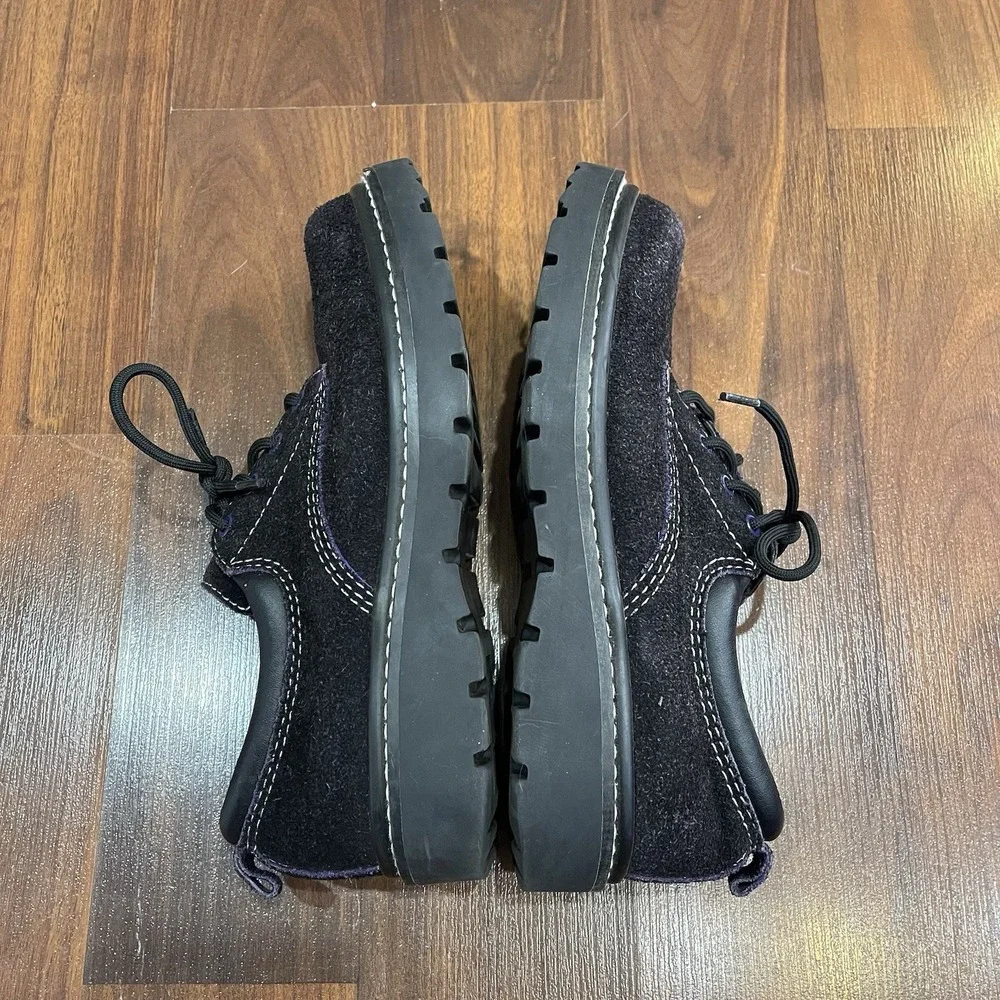 Y2K Suede Leather Arizona Platform Chunky Oxford Boots Women's 8 Black Purple‎